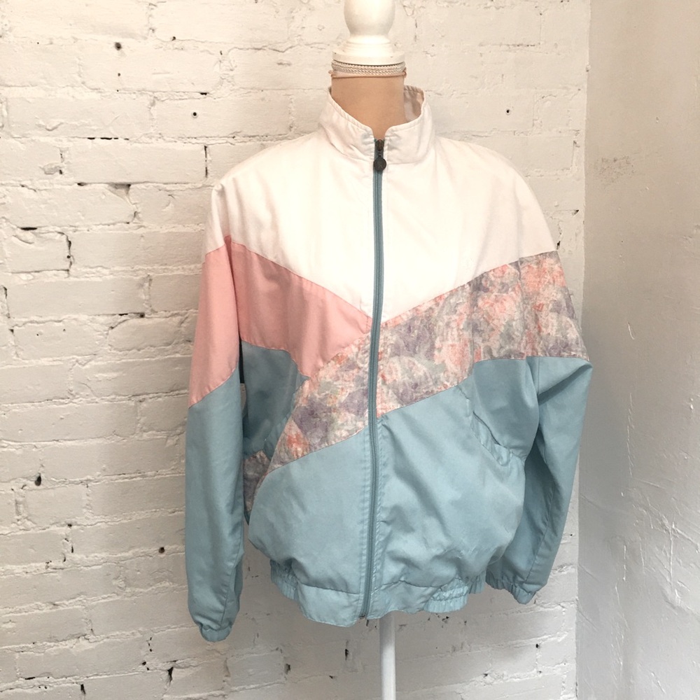 Fred Perry vtg 80s 90s windbreaker jacket pastel color block size xl